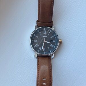 Fossil Brown Leather Watch with Black Dial